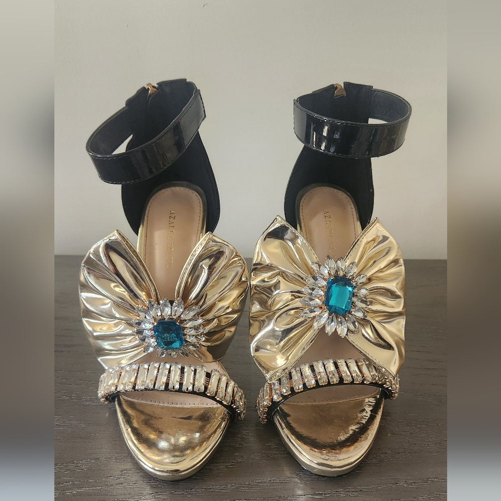 Azalea Wang Blaire Gold Heels! Worn Once!- Used
